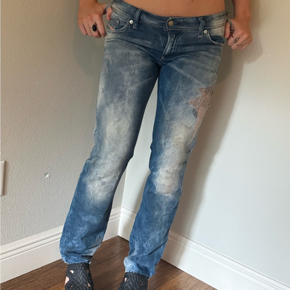 Diesel Faded Blue Straight-Leg Jeans